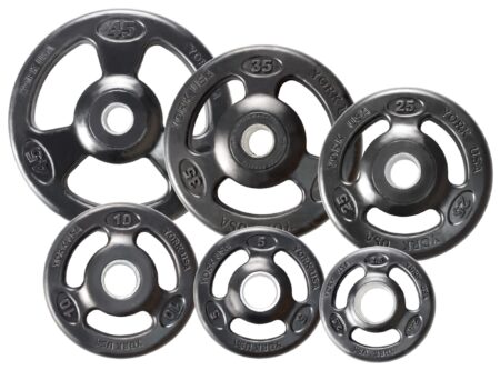 "ISO-GRIP" 100 lb Rubber Encased Steel Composite Olympic Grip Plate - Black