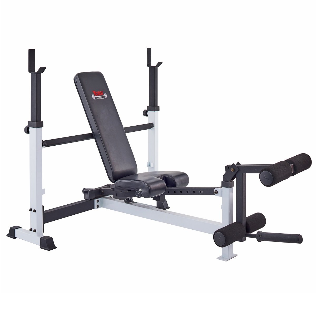 FT Olympic Combo Bench w/Leg Developer - White Frame/Black Upholstery