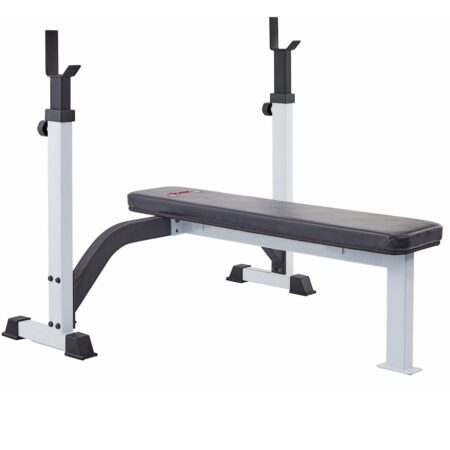 FT Olympic Fixed Flat Bench  - White Frame/Black Upholstery