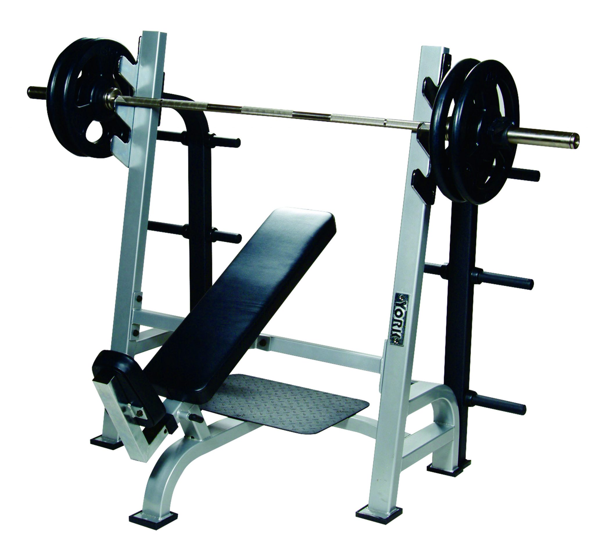 ST Olympic Incline Bench w/Gun Racks - Silver