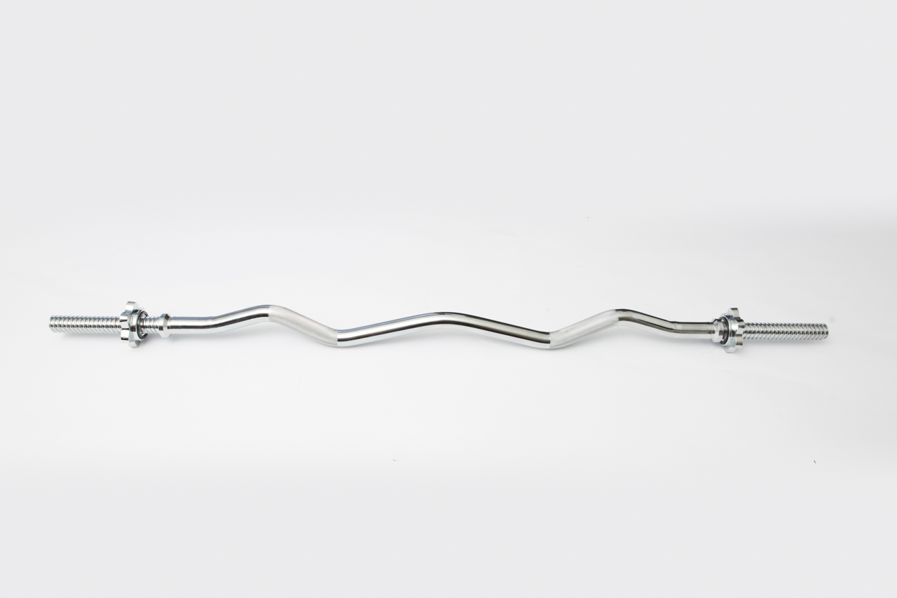York Std Chrome Spin-Lock Curl Bar w/ Spin-Lock Collars