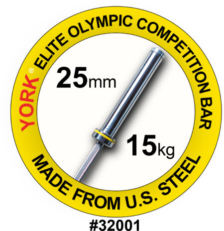 Women's 15 kg "Elite" Competition Olympic Bar - 25 mm, Needle-bearing, Satin Chrome