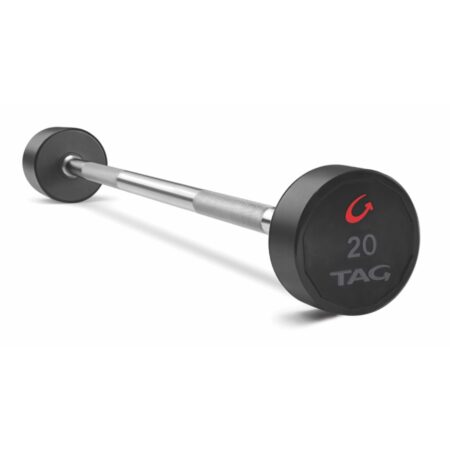 TAG Premium Ultrathane 100lb Fixed Barbell with straight handle