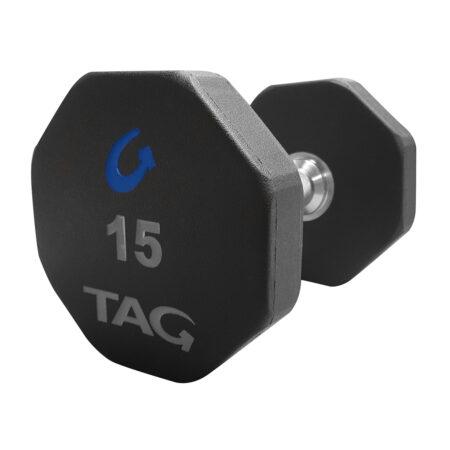 TAG 8 Sided Rubber Dumbbell set with Rack 5-50 lb