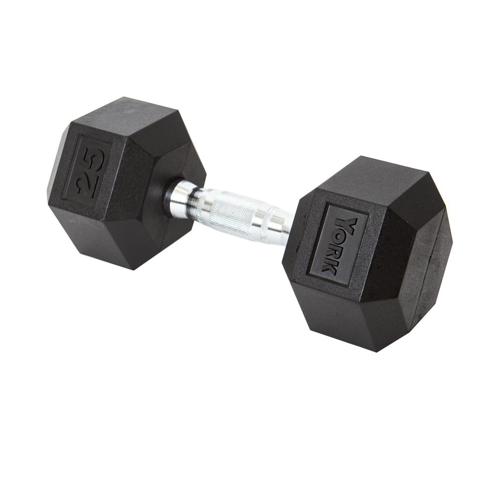 25 lb Rubber Hex w/ Chrome Ergo Handle