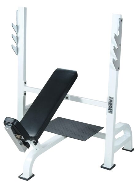 ST Olympic Incline Bench w/Gun Racks - White