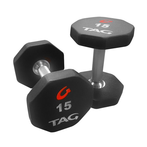 TAG FITNESS DUMBBELLS- 8 SIDED PREMIUM ULTRATHANE DUMBBELL - WEIGHT SETS