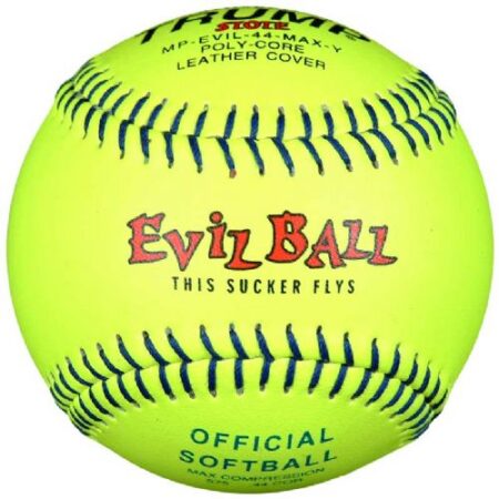 Trump® MP-EVIL-44-MAX-Y Evil Sports 12" 44/525+ Yellow Leather Cover Official Softball - One Dozen
