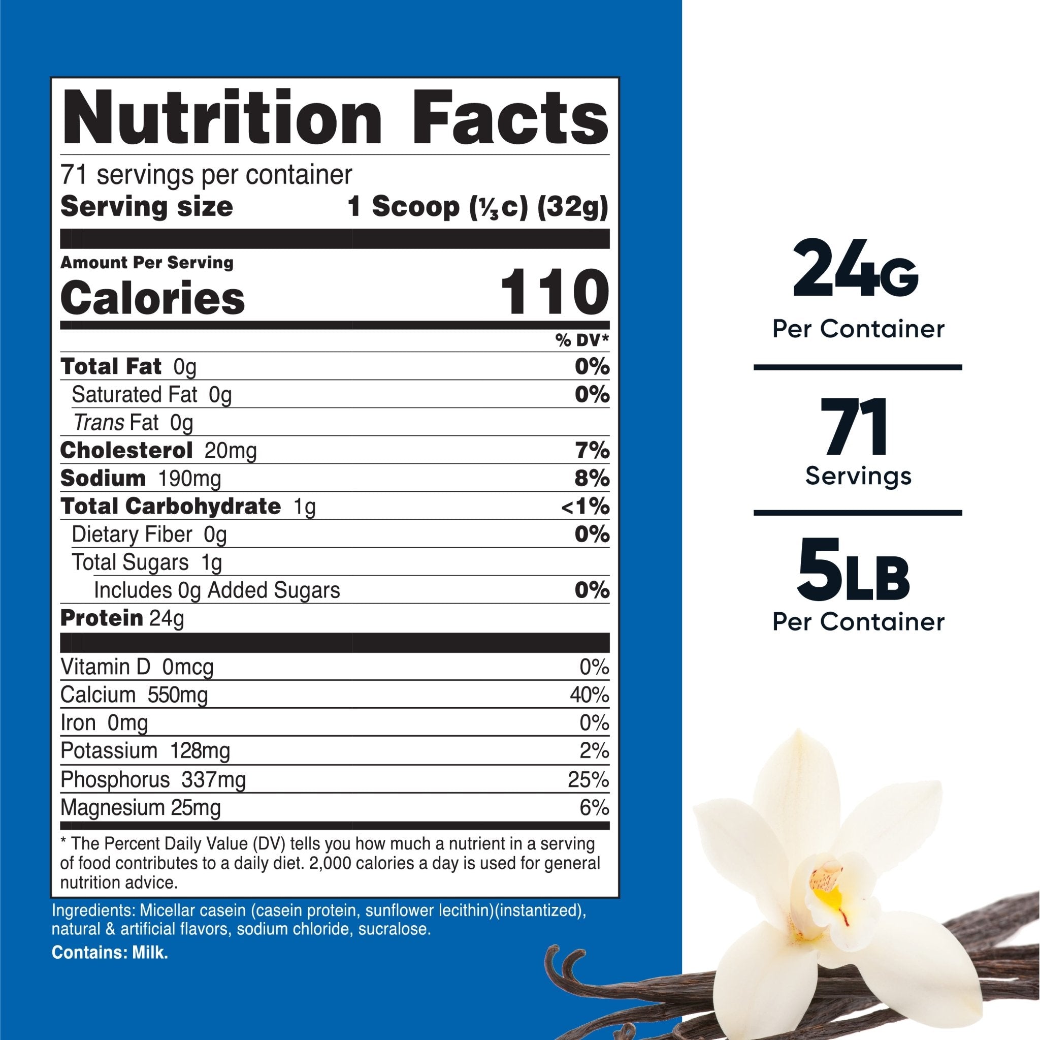 Casein Protein Powder Vanilla (5 LB) - Image 2