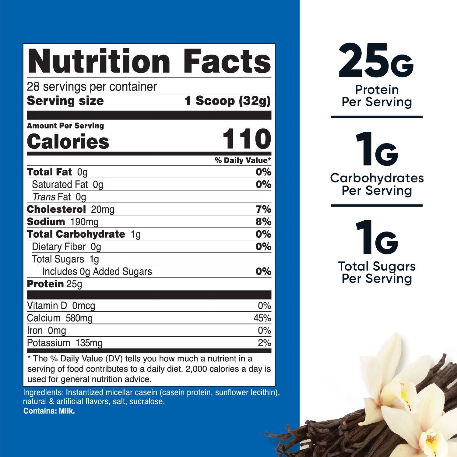 Casein Protein Powder Vanilla (2 LB) - Image 2