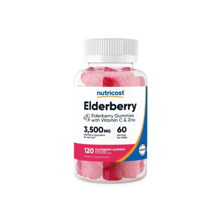 Nutricost Elderberry Gummies (with Vitamin C & Zinc) - 120 Flavored Gummies