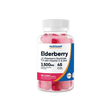 Nutricost Elderberry Gummies (with Vitamin C & Zinc) - 90 Flavored Gummies