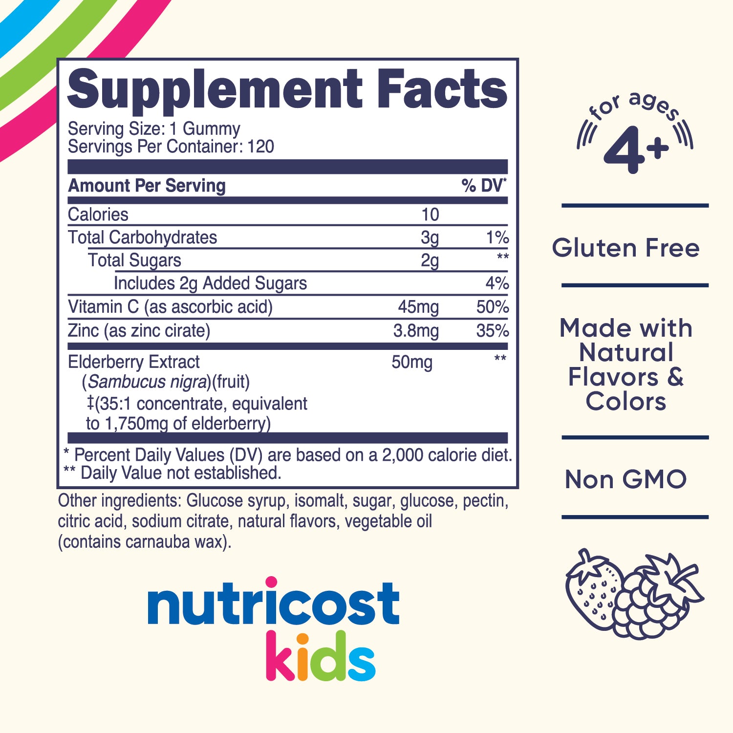 Nutricost Kids Elderberry Gummies (with Vitamin C & Zinc) - 120 Flavored Gummies - Image 2