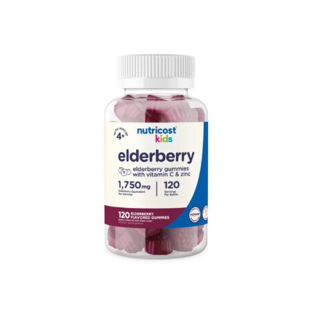 Nutricost Kids Elderberry Gummies (with Vitamin C & Zinc) - 120 Flavored Gummies
