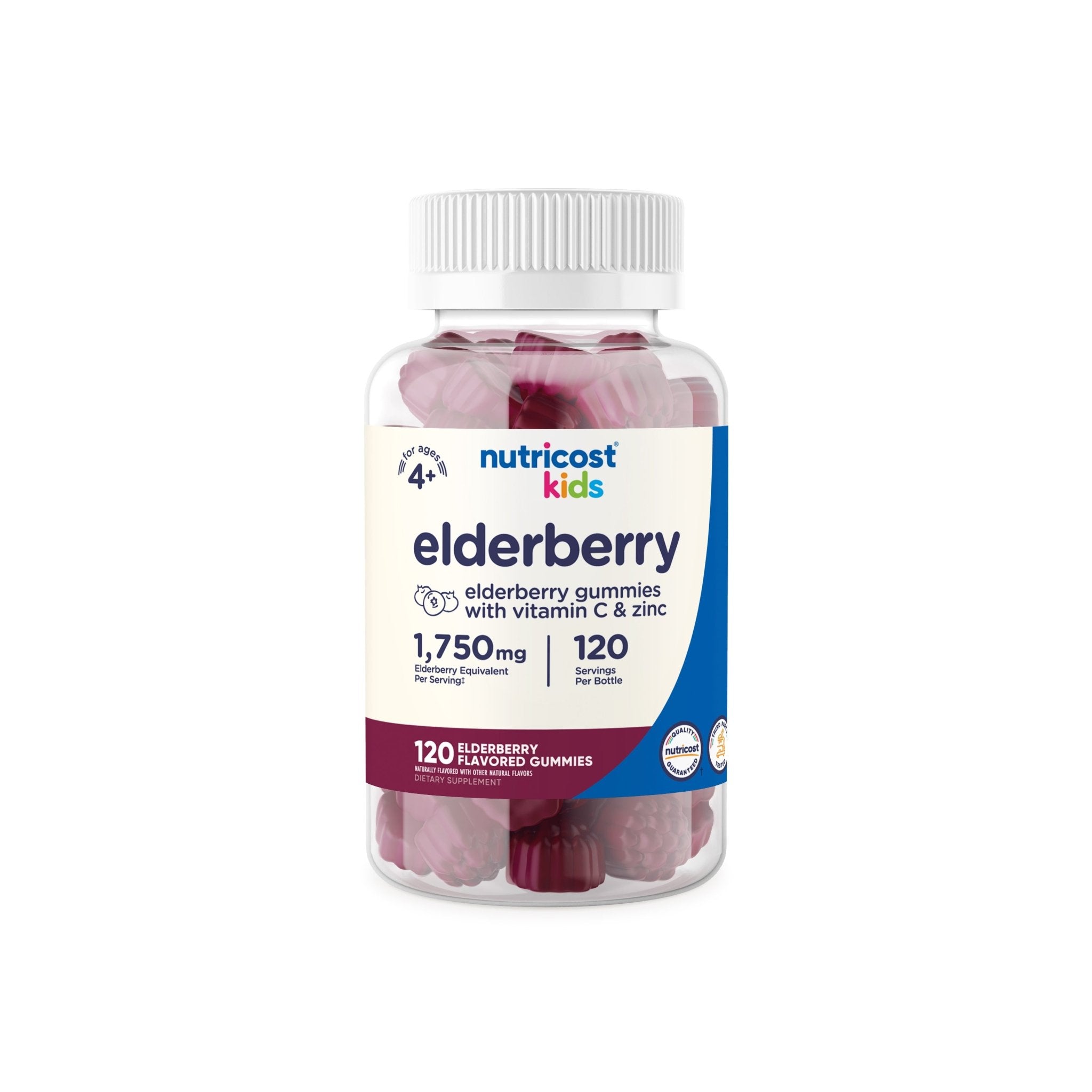 Nutricost Kids Elderberry Gummies (with Vitamin C & Zinc) - 120 Flavored Gummies