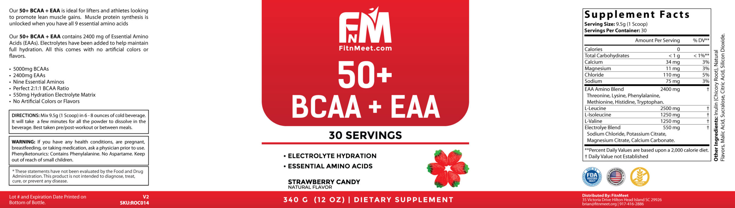 50+ BCAA - EAA - Strawberry Candy Flavor - Image 2