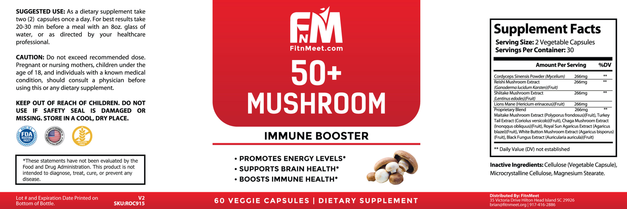 50+ Mushroom Immune Booster Chaga, Cordyceps, Reishi and Lion’s Mane. - Image 2
