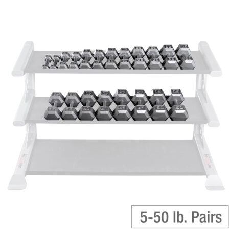 FitnMeet 5–50 lb. Hex Dumbbell Set with Body-Solid Storage Rack – Adjustable Dumbbells, Dumbbell Set with Rack, Home Gym Dumbbells