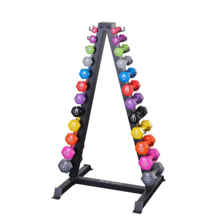 1-15 lb Vinyl Dumbbell Set With Storage Rack