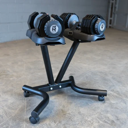 Rugged Adjustable Dumbbells With Stand