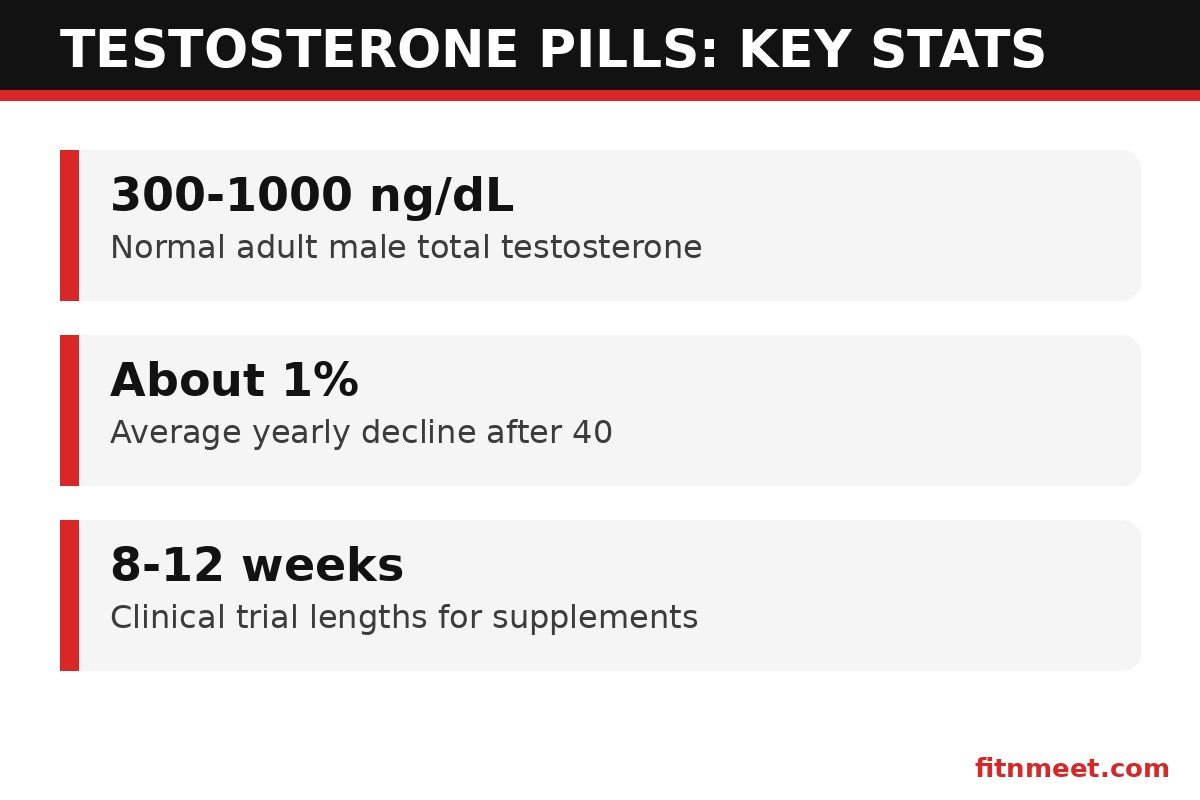 Testosterone pills stats: normal testosterone ranges and 1 percent yearly decline