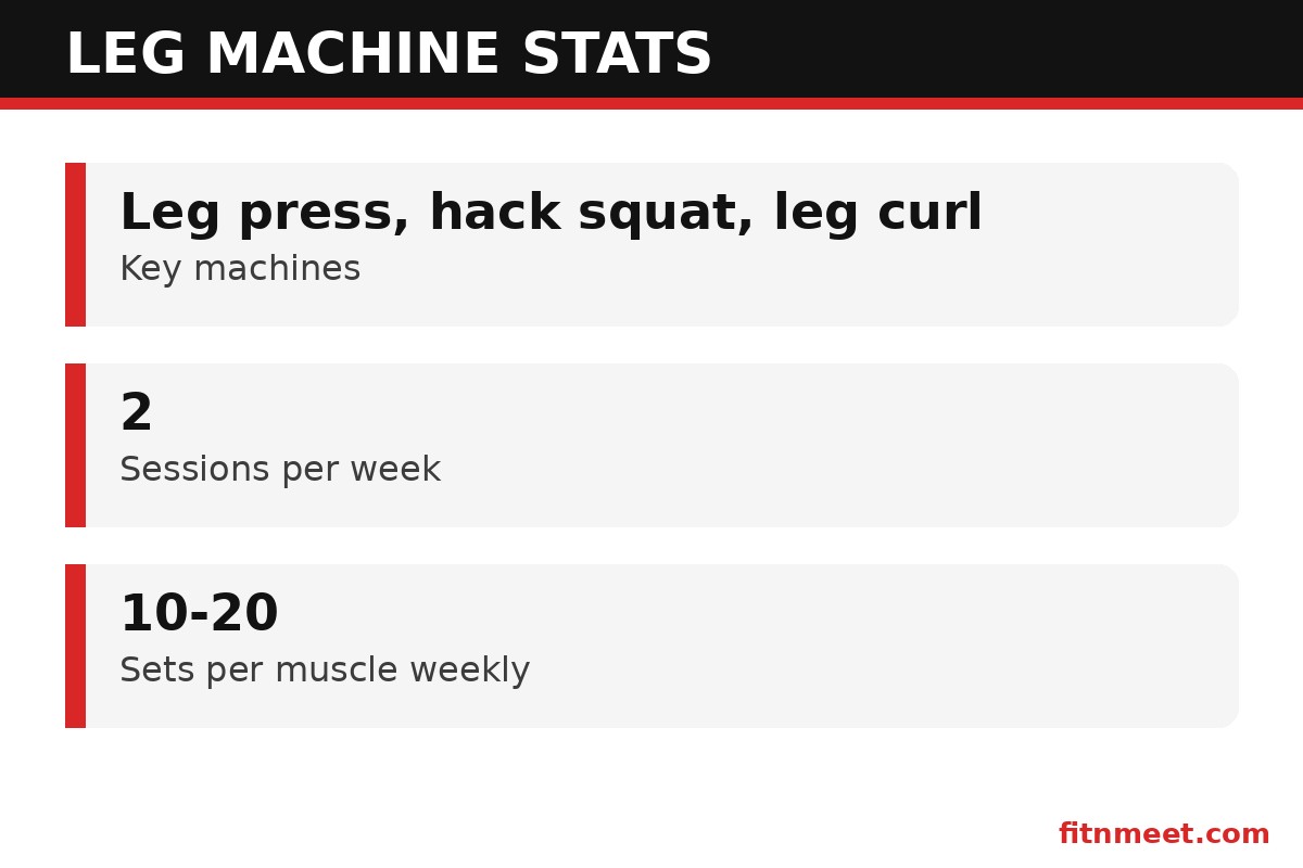 Leg training machine statistics: muscle activation and recommended weekly training volume