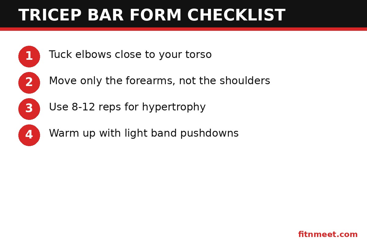 Tricep bar form checklist for safe effective training